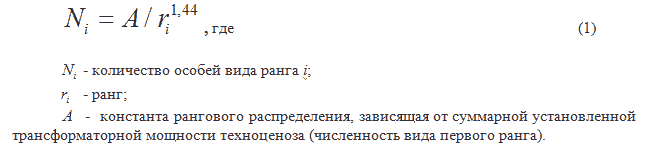 формула ранговое распределение